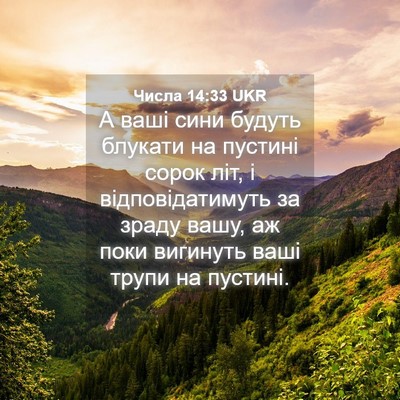 Picture 04 - Числа 14:33 UKR - А ваші сини будуть блукати - Bible Verse Picture