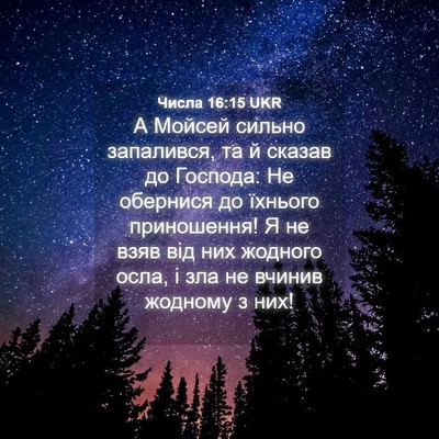 Picture 04 - Числа 16:15 UKR - А Мойсей сильно запалився, - Bible Verse Picture