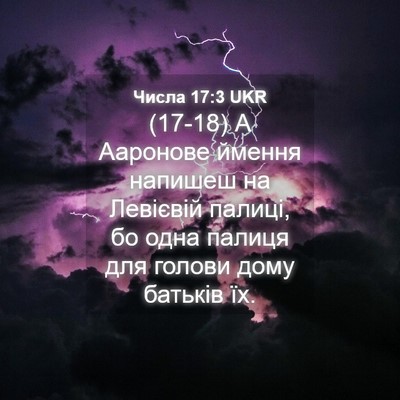 Picture 04 - Числа 17:3 UKR - (17-18) А Ааронове ймення - Bible Verse Picture