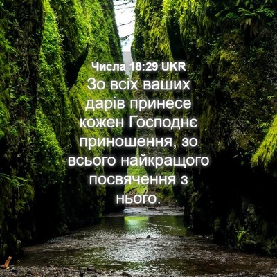 Picture 04 - Числа 18:29 UKR - Зо всіх ваших дарів - Bible Verse Picture