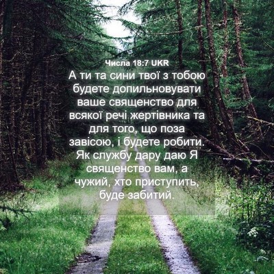 Picture 04 - Числа 18:7 UKR - А ти та сини твої з тобою - Bible Verse Picture
