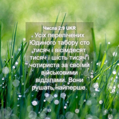 Picture 04 - Числа 2:9 UKR - Усіх перелічених Юдиного - Bible Verse Picture