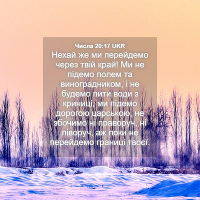 Picture 04 - Числа 20:17 UKR - Нехай же ми перейдемо - Bible Verse Picture