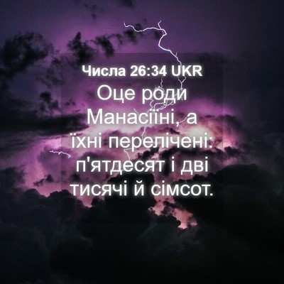 Picture 04 - Числа 26:34 UKR - Оце роди Манасіїні, а їхні - Bible Verse Picture