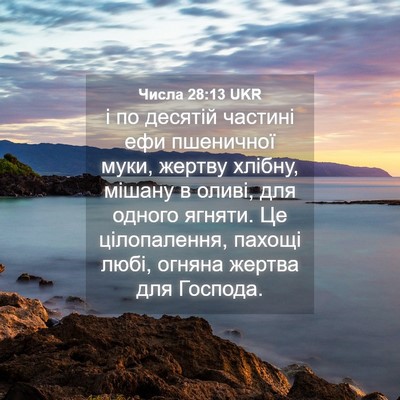 Picture 04 - Числа 28:13 UKR - і по десятій частині ефи - Bible Verse Picture