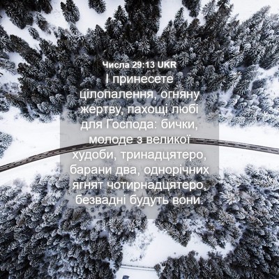 Picture 04 - Числа 29:13 UKR - І принесете цілопалення, - Bible Verse Picture