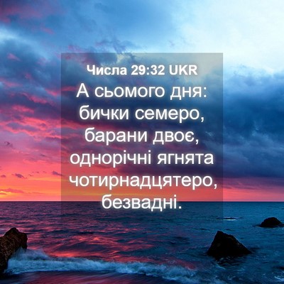 Picture 04 - Числа 29:32 UKR - А сьомого дня: бички - Bible Verse Picture