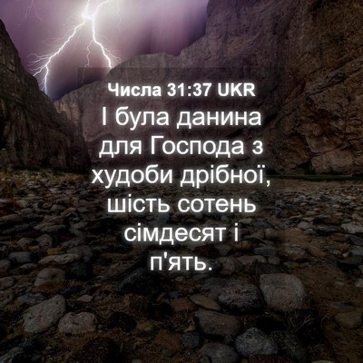 Picture 04 - Числа 31:37 UKR - І була данина для Господа з - Bible Verse Picture