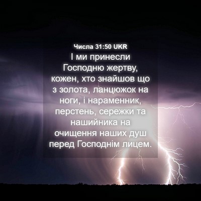 Picture 04 - Числа 31:50 UKR - І ми принесли Господню - Bible Verse Picture