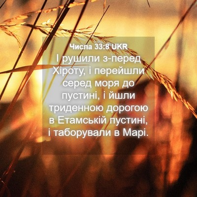 Picture 04 - Числа 33:8 UKR - І рушили з-перед Хіроту, і - Bible Verse Picture
