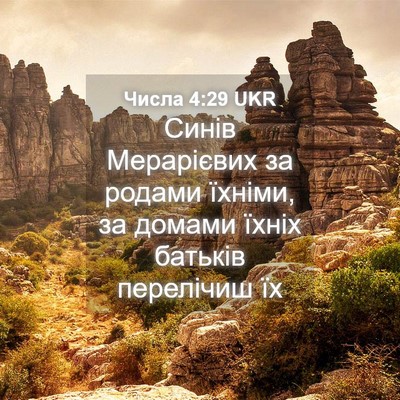 Picture 04 - Числа 4:29 UKR - Синів Мерарієвих за родами - Bible Verse Picture