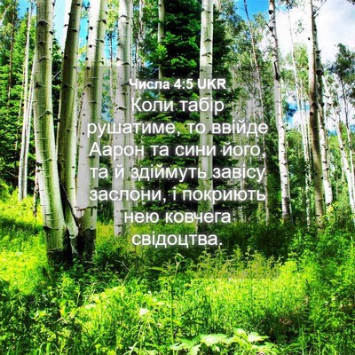 Picture 04 - Числа 4:5 UKR - Коли табір рушатиме, то - Bible Verse Picture