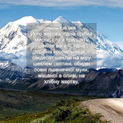 Picture 04 - Числа 7:25 UKR - Його жертва: одна срібна - Bible Verse Picture