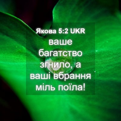 Picture 04 - Якова 5:2 UKR - ваше багатство згнило, а - Bible Verse Picture