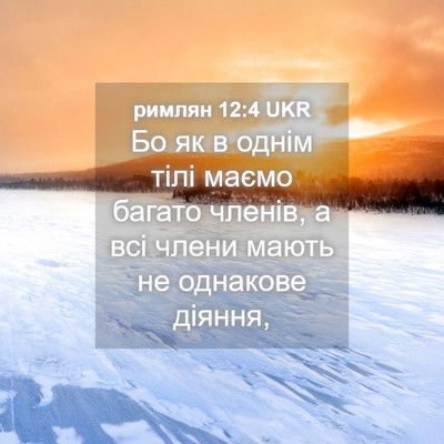 Picture 04 - римлян 12:4 UKR - Бо як в однім тілі маємо - Bible Verse Picture