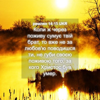 Picture 04 - римлян 14:15 UKR - Коли ж через поживу сумує - Bible Verse Picture