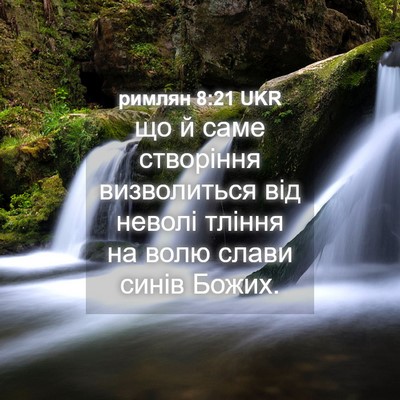 Picture 04 - римлян 8:21 UKR - що й саме створіння - Bible Verse Picture