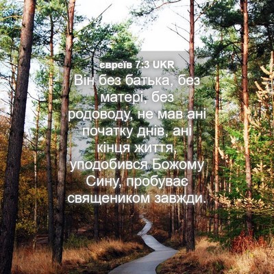 Picture 04 - євреїв 7:3 UKR - Він без батька, без матері, - Bible Verse Picture