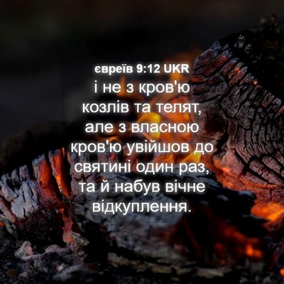 Picture 04 - євреїв 9:12 UKR - і не з кров'ю козлів та - Bible Verse Picture