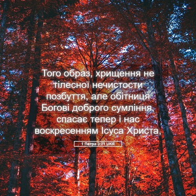 Picture 05 - 1 Петра 3:21 UKR - Того образ, хрищення не - Bible Verse Picture