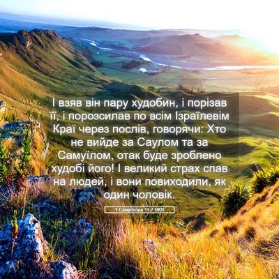 Picture 05 - 1 Самуїлова 11:7 UKR - І взяв він пару худобин, і - Bible Verse Picture