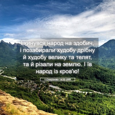 Picture 05 - 1 Самуїлова 14:32 UKR - І кинувся народ на здобич, - Bible Verse Picture