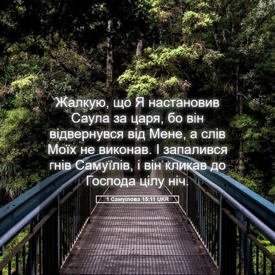Picture 05 - 1 Самуїлова 15:11 UKR - Жалкую, що Я настановив - Bible Verse Picture