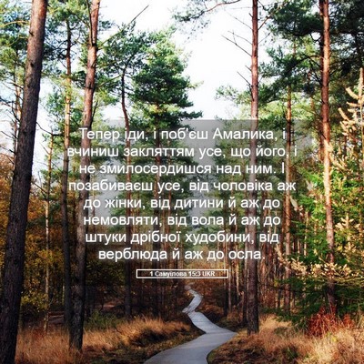 Picture 05 - 1 Самуїлова 15:3 UKR - Тепер іди, і поб'єш Амалика, - Bible Verse Picture