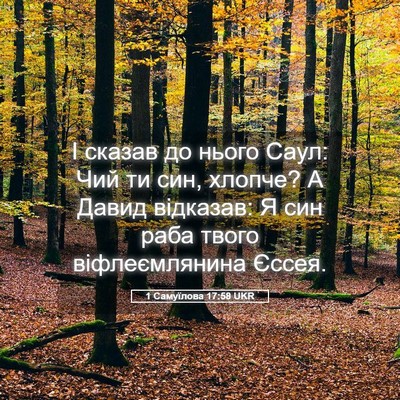 Picture 05 - 1 Самуїлова 17:58 UKR - І сказав до нього Саул: Чий - Bible Verse Picture