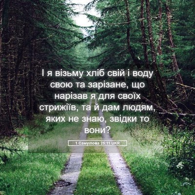 Picture 05 - 1 Самуїлова 25:11 UKR - І я візьму хліб свій і воду - Bible Verse Picture