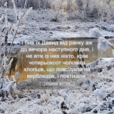 Picture 05 - 1 Самуїлова 30:17 UKR - І бив їх Давид від ранку аж - Bible Verse Picture