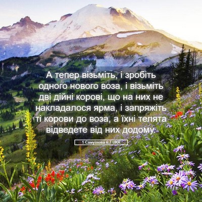 Picture 05 - 1 Самуїлова 6:7 UKR - А тепер візьміть, і зробіть - Bible Verse Picture