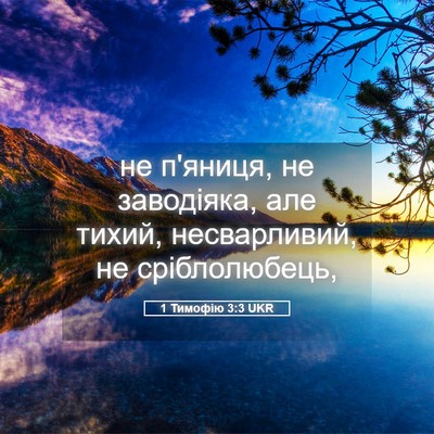 Picture 05 - 1 Тимофію 3:3 UKR - не п'яниця, не заводіяка, - Bible Verse Picture