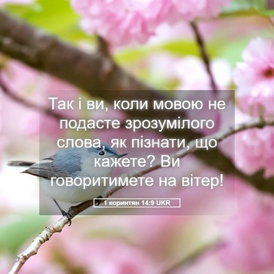 Picture 05 - 1 коринтян 14:9 UKR - Так і ви, коли мовою не - Bible Verse Picture