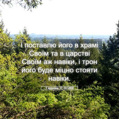 Picture 05 - 1 хроніки 17:14 UKR - І поставлю його в храмі - Bible Verse Picture