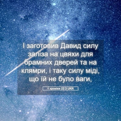 Picture 05 - 1 хроніки 22:3 UKR - І заготовив Давид силу - Bible Verse Picture