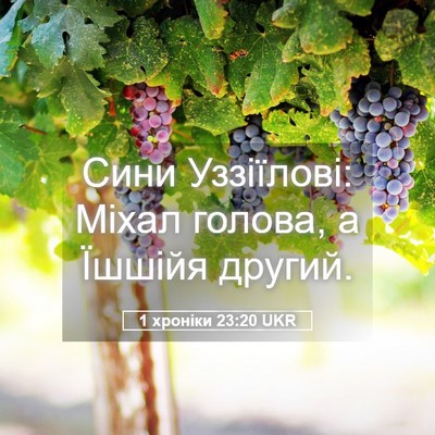Picture 05 - 1 хроніки 23:20 UKR - Сини Уззіїлові: Міхал - Bible Verse Picture
