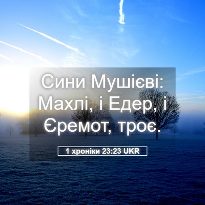 Picture 05 - 1 хроніки 23:23 UKR - Сини Мушієві: Махлі, і Едер, - Bible Verse Picture