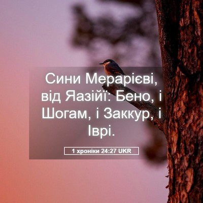Picture 05 - 1 хроніки 24:27 UKR - Сини Мерарієві, від Яазійї: - Bible Verse Picture