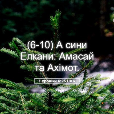 Picture 05 - 1 хроніки 6:25 UKR - (6-10) А сини Елкани: Амасай - Bible Verse Picture