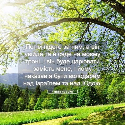 Picture 05 - 1 царів 1:35 UKR - Потім підете за ним, а він - Bible Verse Picture