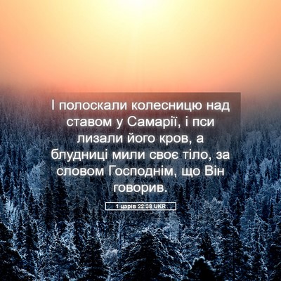 Picture 05 - 1 царів 22:38 UKR - І полоскали колесницю над - Bible Verse Picture