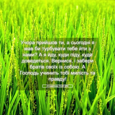 Picture 05 - 2 Самуїлова 15:20 UKR - Учора прийшов ти, а - Bible Verse Picture