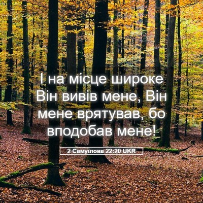 Picture 05 - 2 Самуїлова 22:20 UKR - І на місце широке Він вивів - Bible Verse Picture