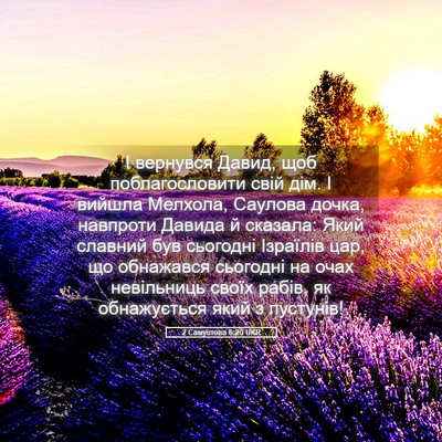 Picture 05 - 2 Самуїлова 6:20 UKR - І вернувся Давид, щоб - Bible Verse Picture