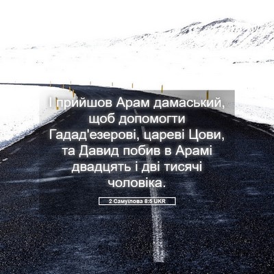 Picture 05 - 2 Самуїлова 8:5 UKR - І прийшов Арам дамаський, - Bible Verse Picture