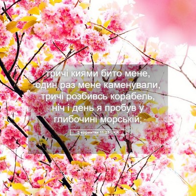 Picture 05 - 2 коринтян 11:25 UKR - тричі киями бито мене, один - Bible Verse Picture