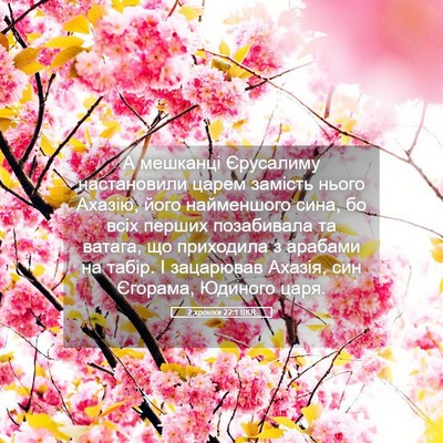 Picture 05 - 2 хроніки 22:1 UKR - А мешканці Єрусалиму - Bible Verse Picture