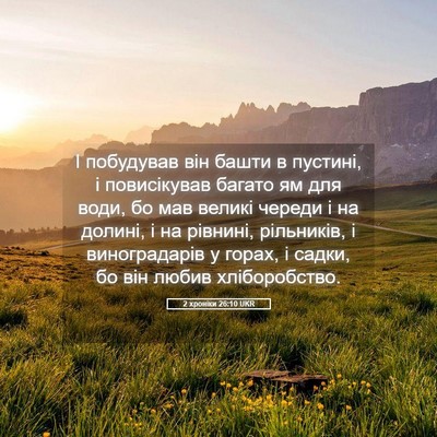Picture 05 - 2 хроніки 26:10 UKR - І побудував він башти в - Bible Verse Picture