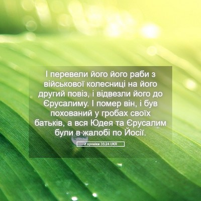Picture 05 - 2 хроніки 35:24 UKR - І перевели його його раби з - Bible Verse Picture